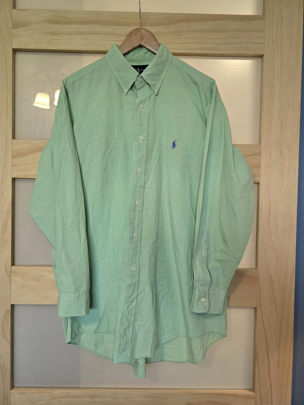 Vtg 90's Ralph Lauren Yarmouth Grn W/ Lilac Polo Player. Oversized & Untucked